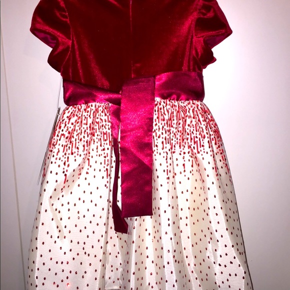 NEW Red Velvet Sparkle White girl Dress - Picture 3 of 3